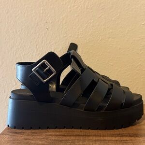 Soda Black strappy platform Sandals